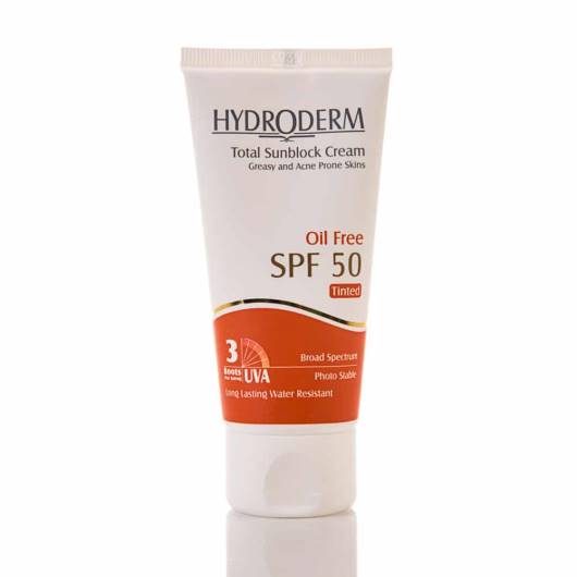 کرم ضد آفتاب رنگی فاقد چربی SPF50 هیدرودرم (۵۰ میلی لیتر)